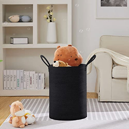 VIPOSCO 72L Tall Woven Laundry Basket Hamper, Black - color: Black, size: 72L
