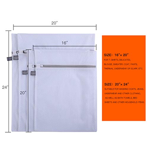 Mesh Laundry Bags for Delicates, Garment Bag for Washing Machine, L+XL,4Pcs - color: White, size: 2XL(20x24")+2L(16x20")