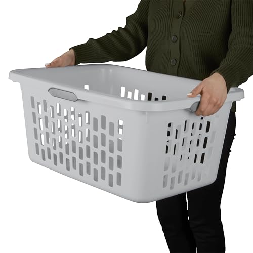 2-Bushel Plastic Laundry Hamper with 4 Ergonomic Handles – BPA-Free, Spacious Design for Household Use, Gray (1PC) - color: Gray