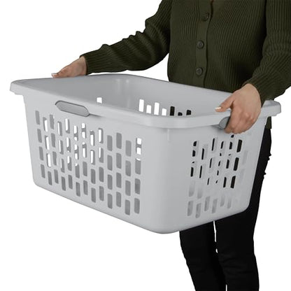 2-Bushel Plastic Laundry Hamper with 4 Ergonomic Handles – BPA-Free, Spacious Design for Household Use, Gray (1PC) - color: Gray