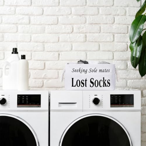 Lost Socks Basket for Laundry Room, Fabric Missing Sock Holder - color: White