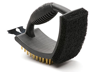 Outset Grill Cleaning Brush, V-Shaped BBQ Brush with Pad and Scraper - style: V Shaped
