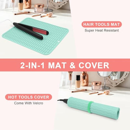 Oversize Silicone Heat Resistant Mat for Hair Tools - color: Green