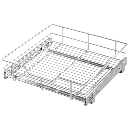 Pull Out Cabinet Organizer 18" W X 17" D, Chromed, Full Slide Out Drawers - color: 1 Tier - Chrome-Plated, size: 18" W X 17" D