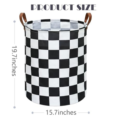 MAIZMZ Checkered Flag Canvas Storage Basket 63L Waterproof Laundry Hamper with Handles, Collapsible Racing Themed Organizer Bin for Boys Bedroom, Toys, Clothes, Gift Giving - color: MR2025917010