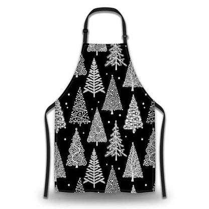 Kitchen Aprons for Men Christmas Tree, Black White Leaf Circle Polka Dot Men’s Apron for Cooking Restaurant BBQ Painting Crafting Gardening 27” (W) x 31” (H), Waterproof Apron - color: Christmas Tree