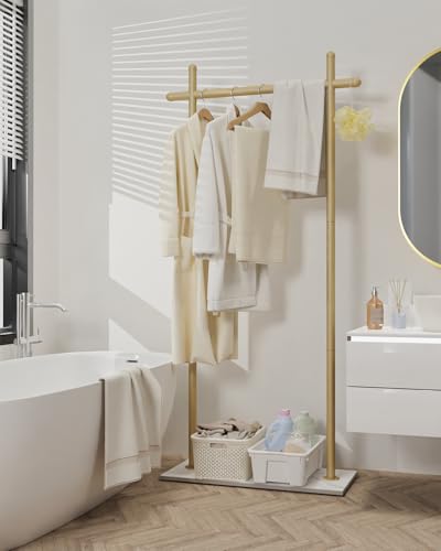 Coat Racks Freestanding with Natural Rock Base,68.9in,Gold,Large - color: Gold, size: 25.6*11.8*68.9in