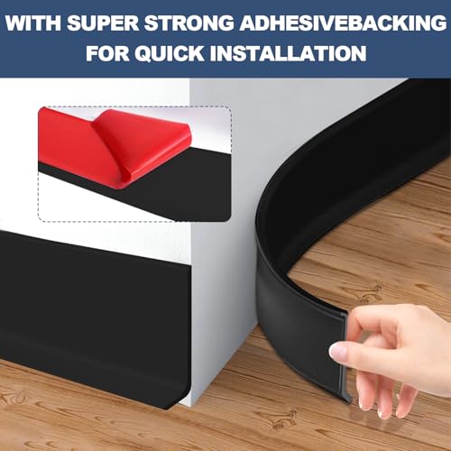 DGSL Flexible Baseboard Trim 4"x 65.6ft Self Adhesive Vinyl Wall Base Black - color: Black, size: 4 In x 65 Ft