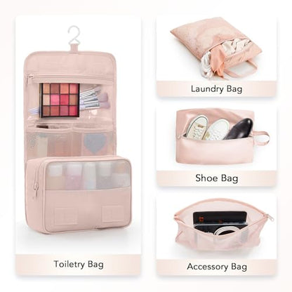 OlarHike 8 Set Compression Packing Cubes for Travel Gifts Mom Women,Airplane/Car/Cruise Travel Essentials,Compressible Expandable Space Saver Bags,Garment Bags with Over 1000 pcs Mesh Holes(Beige) - color: Beige
