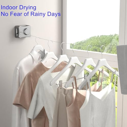 Retractable Clothesline Clothes Line Retracting Outdoor Indoor,Anti Sagging Waterproof Lock Enhancement Grey - color: W-anti Sag-gray