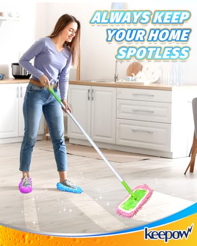 Mop Slippers Shoes 8 Pairs Microfiber Cleaning Slippers for Floor Cleaning - color: 8 Pairs