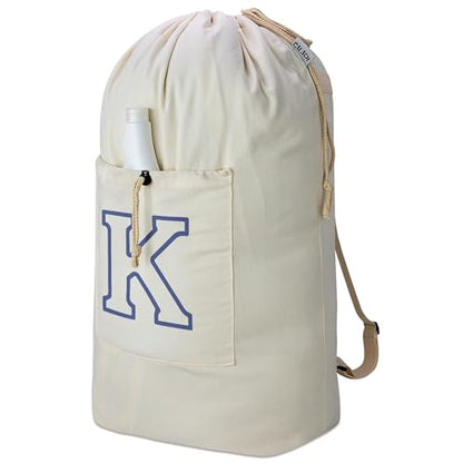 Laundry Bag Backpack Personalized Initial Canvas Laundry Bag, Letter K - color: Letter K, size: X-Large
