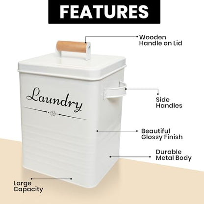 Farmhouse Metal Laundry Detergent Pod Container With Dryer Sheet Holder - color: Beige