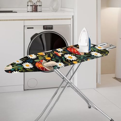 Ironing Board Cover Mushroom Ironing Board Protector Easy to Install and Remove 15" x 54" Heavy Duty Iron Pad Dust Covers Home Aceessories Decorations - color: Mushroom Daisy