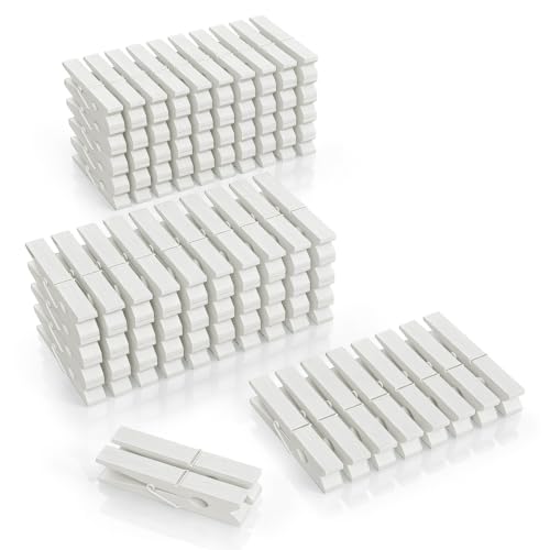100 Pcs Wooden Clothespins Bulk - 2.9 Inch Cheer White Clothes Pins - color: White