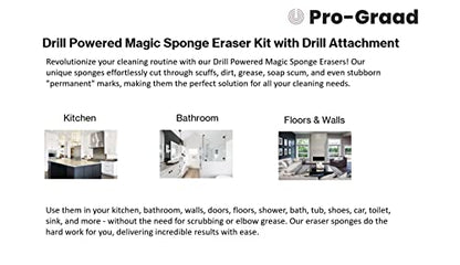 3.5” Drill Powered Magic Sponge Eraser 6 Pieces Kit with Drill Attachment - size: Round 3.5" x 1.25" Kit