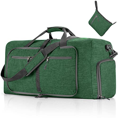 Vomgomfom 65L/85L/115L Foldable Travel Duffle Bag with Shoe Compartment - color: E Deep Green, size: 65L