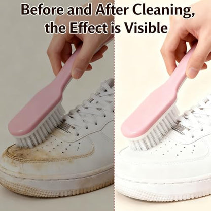 2Pack Shoe Cleaning Brush Household Laundry Clothes Scrubbing for Stains Bathroom Ergonomics Grip Easy Hold (2, Pink) - color: Pink
