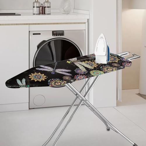 Boho Dragonfly Print Ironing Board Cover, 15x54 Inch Iron Cover for Ironing Board with Elastic Edge and Cozy Nose Pocket, Lightweight Scorch Resistant Ironing Board Cover - color: Boho Dragonfly - Multi