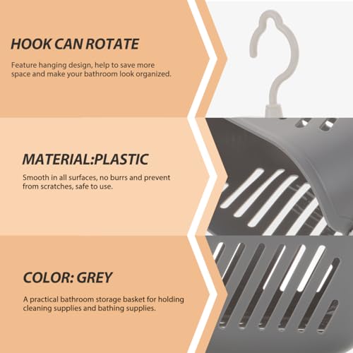 Baluue Hanging Shower Basket with Hook Bathroom Organizer Plastic Shower Caddy for Toiletries Cosmetics Cleaning Supplies 8.26 X 5.51 X 5.11 in Space-Saving Storage for Bathroom - color: Grey, size: 32.00X21.50X12.50CM