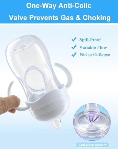 Sippy Cup Conversion Kit for Philips Avent Natural Baby Bottles, Weighted Straw Transition Set with Soft Silicone Spout Nipples, Bottle Handles & Cleaning Brushes, 4 Pack, 6m+ - size: 1 Count (Pack of 4)