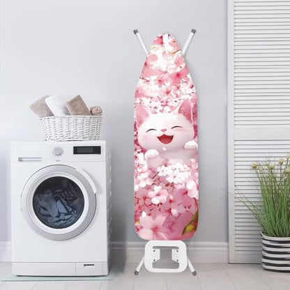 Waterproof Ironing Board Cover Cute Cat Iron Board Cover with Padding 15x54 Inch Standard Size 54x16 inch Pressing Cloth for Ironing (Pink) - color: Cute Cat