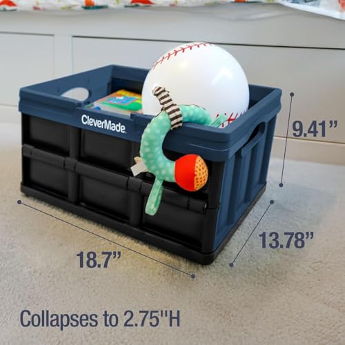CleverMade Collapsible Shopping Basket, 32L Storage Crate, 1 Pack, Ocean - color: Ocean, size: 32l - 1 Pack