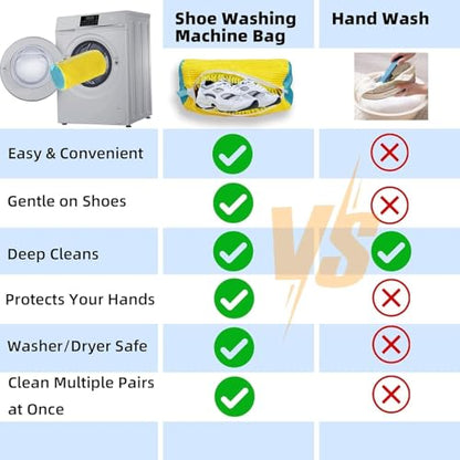 Washing Machine Shoe Bag, Anti-Deformation Thick Mesh Laundry Bag with Zipper Lock, Anti-Tangle Shoe Protector for Sneakers Canvas Running Shoes, 1-Pack Yellow - color: Yellow