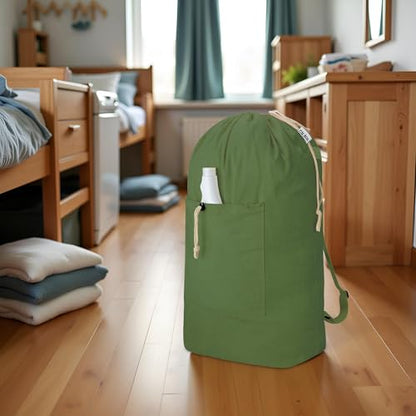 Laundry Bag Backpack, Canvas Laundry Bag with Straps & Drawstring Armygreen - color: Army Green, size: X-Large