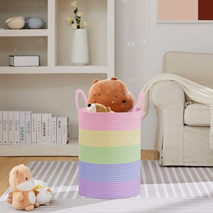 VIPOSCO 72L Tall Woven Laundry Basket Hamper, Rainbow - color: Rainbow, size: 72L
