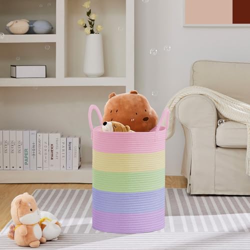 VIPOSCO 72L Tall Woven Laundry Basket Hamper, Rainbow - color: Rainbow, size: 72L