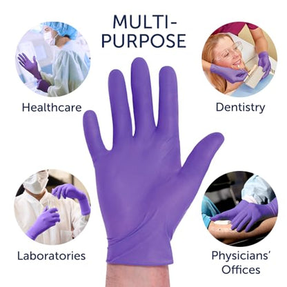 HALYARD PURPLE NITRILE Gloves Powder Free Disposable Medical Exam Gloves Dental Chemo Protection 5.9 mil 9.5 In - size: Large