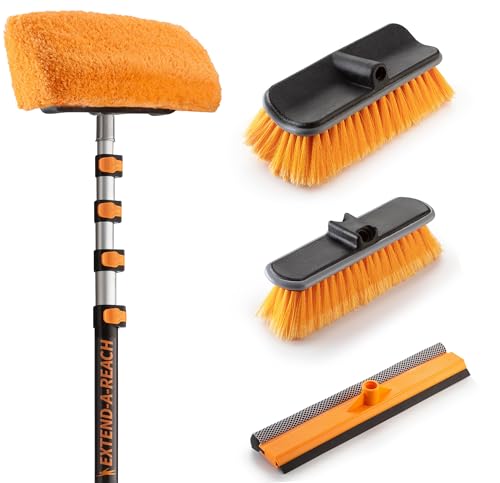 25 Foot Exterior House Cleaning Brush Set with 5-18 ft Extension Pole - size: 18 feet