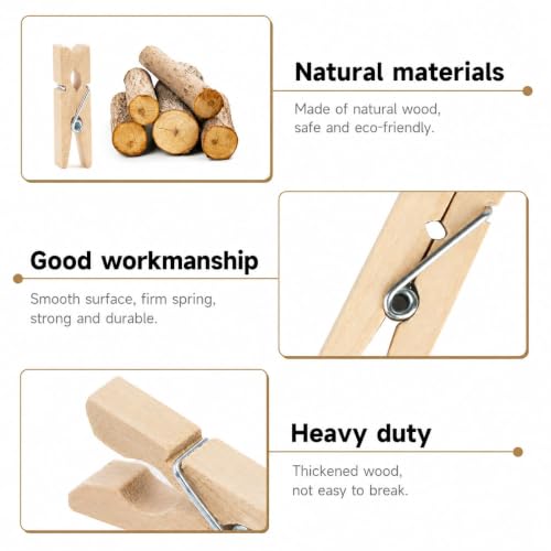 jijAcraft 1.4Inch Mini Clothes Pins - 100Pcs Wooden Clothespins with String - color: Natural, size: 1.4 inch, 100 pcs