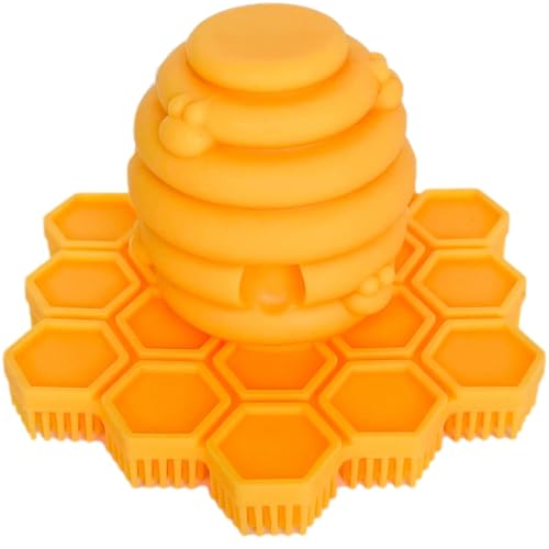 Big Bee, Little Bee - Kids Original ScrubBEE, 100% Silicone Childrens Bath Scrubber, Promotes Effective Independent Hand & Body Washing, As Seen on Shark Tank (Marigold) - color: Yellow