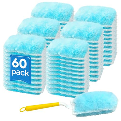 60 Count Duster Refills, Double-Sided 360° Duster Refills with 1 Handle - size: 60 pcs