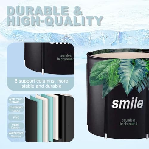 Portable Foldable Bathtub, Collapsible Adult Travel Bath Tub for Camping, Home & Spa, Space-Saving Storage, Durable PVC Material (Leaf, 27inch) - color: Leaf