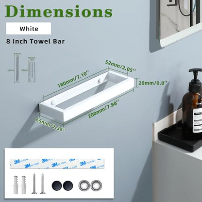 Alise Hand Towel Holder Towel Bar for Bathroom Wall Mounted 8 Inch,White - color: White, size: 8-Inch