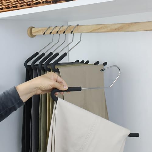 Open Ended Pants Coat Hangers, 20 Pack Non-Slip Foam Padded Pants Hangers, Space Saving Heavy Duty for Jeans, Trousers, Slacks - size: 20 Pack