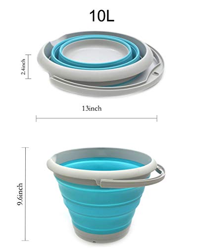 SAMMART 10L (2.64Gallon) Collapsible Fishing Bucket - Foldable Round Tub - Portable Plastic Water Pail - Space Saving Outdoor Waterpot - Trunk Organizer (1, Bright Blue) - color: Bright Blue