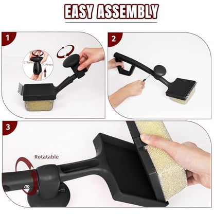 SHINESTAR Grill Brush for Outdoor Grill with 2 Replacement Heads, Black - color: Black Grill Brush & 2 Replacement Heads