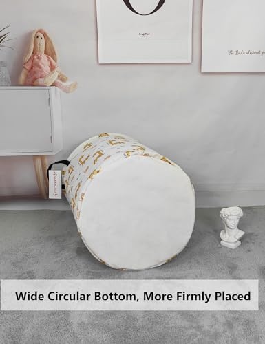 Foldable Waterproof Round Fabric Laundry Basket Home, Yellow Giraffe - color: Round-Yellow Giraffe