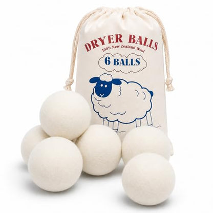 Wool Dryer Balls, New Zealand Dryer Balls Drying Balls Fabric Softener Ball for Laundry（Pack of 6) (White) - color: White