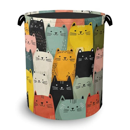 Cute Cat Laundry Basket,Foldable with Handles Tote Bag Oxford Cloth for Bathroom Bedroom Dirty Clothes Storage Bucket 16" x 20.8" - color: Cute Cat