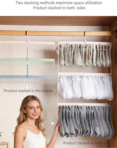 Socks Drying Racks Hanger Socks Organizer Hook Hanger with 54 Clips, Clothes Drying Racks Windproof for Drying Socks Bras Underwears Baby Clothes, Hats Scarfs Towels Pants and Gloves Diaper (Pink) - color: Pink
