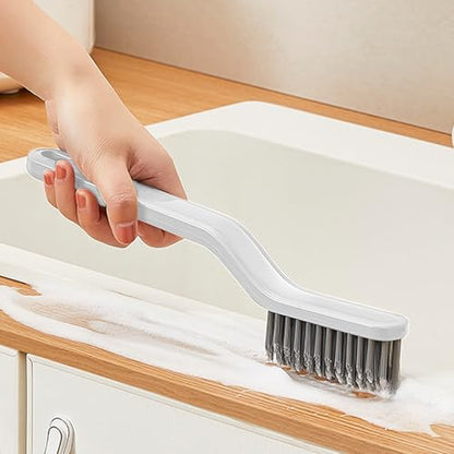 Multi-Purpose Bathroom Crevice Cleaning Brush with Ergonomic Handle for Narrow Gap Tile Edge and Window Track Scrubbing - color: White