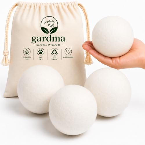 Wool Dryer Balls XL 4-Pack – Organic Wool Dryer Balls for Laundry Reusable, Natural Fabric Softener, Reduces Drying Time, Static, Wrinkles & Laundry Clumping - color: White