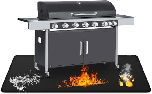 52x76 inch Grill Mat for Outdoor Grill,Double-Sided Fireproof Grill Pad,Perfect for Outdoor Barbecue Spots,Fireproof, Waterproof, and Oilproof BBQ Protector for Decks and Patios - size: 52*76inch
