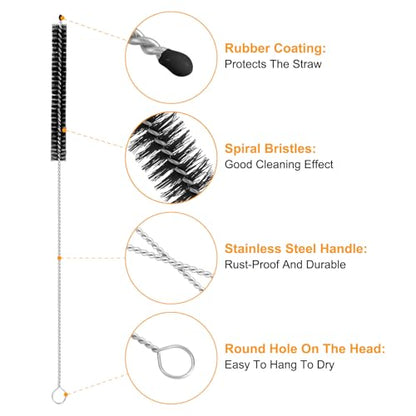 uxcell 10Pcs Drinking Straw Cleaning Brushes, 10" x 2/8" Nylon Bristles Long Straw Brush Pipe Cleaner for Washing Straws Pot Spout, Sippy Cup, Bottle and Tube (Black) - color: Black, size: 10" x 2/8"