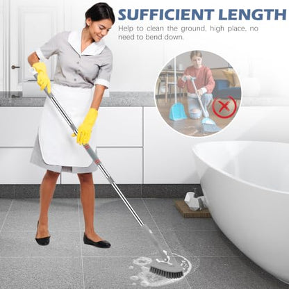 SetSail 4-in-1 Tile Tub Floor Scrubber with V-Shaped Grout Brush, Gray - color: Gray, size: 2 Pads + V-Shaped Brush